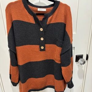 Bucketlist Striped Orange and Black Sweater